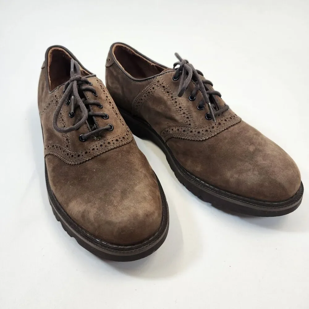 Rockport Shoes Mens 10M Brown Suede Nubuck Oxford Wingtip Brogue Dress M5699